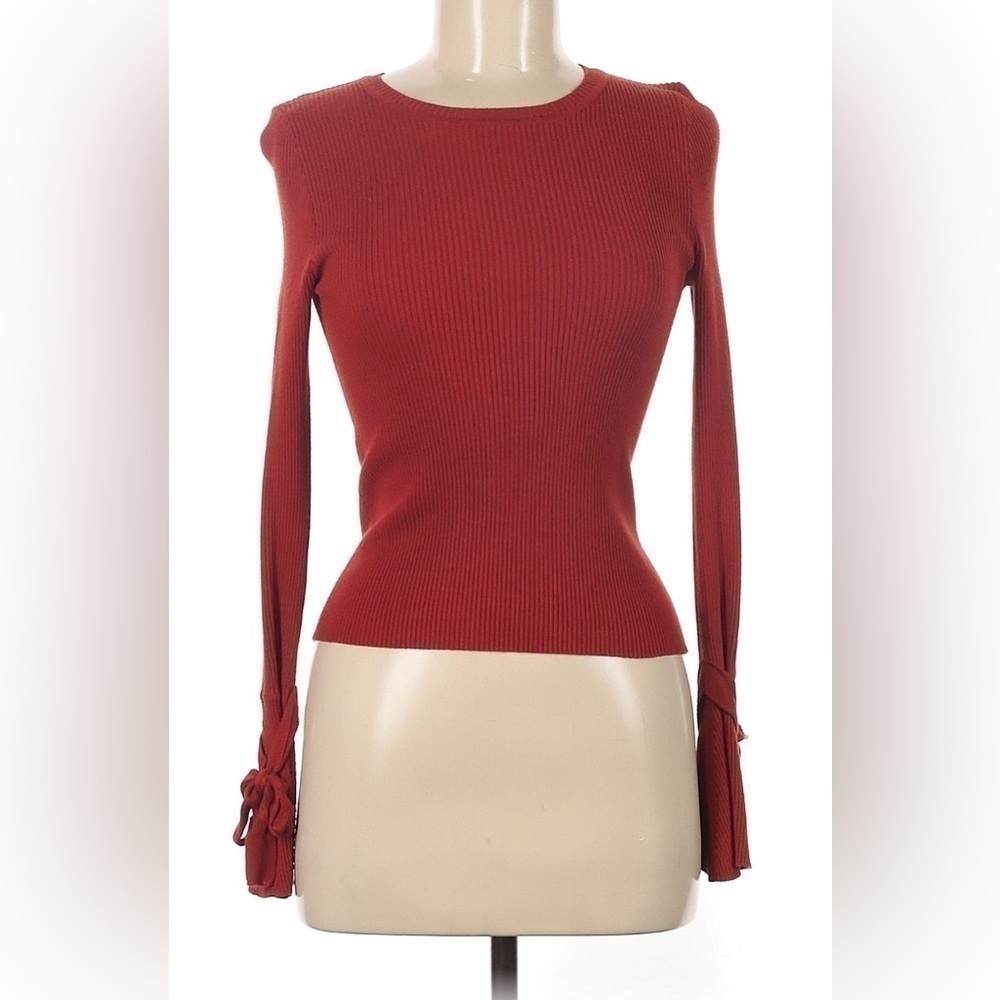 Forever 21 Red Long-Sleeve Crew Neck Sweater